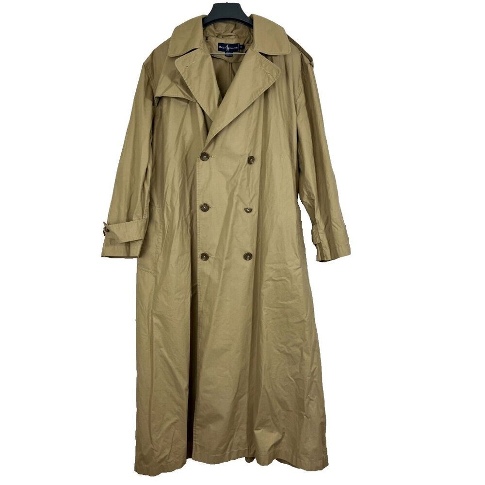 VTG Ralph Lauren Women's Beige Trench Rain Coat Sz 14